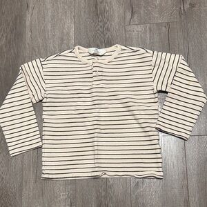 H&M Cream and Black Striped Kids Long Sleeve Tee